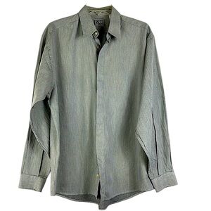 V2 by Versace long sleeve pin striped hidden button down cotton shirt